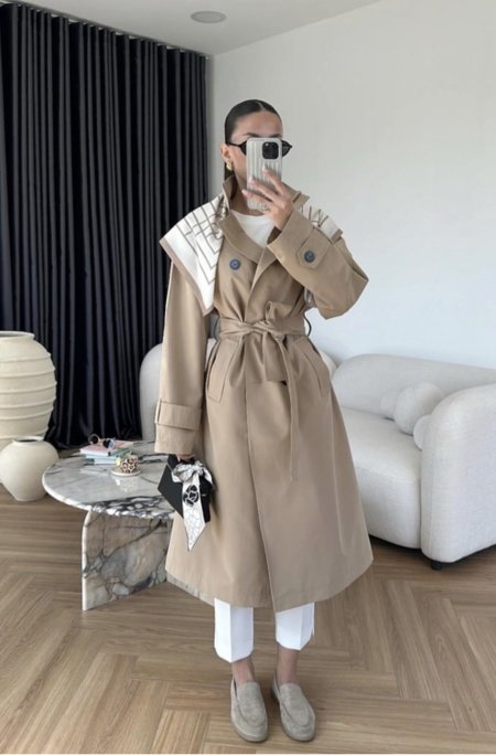 ترانشكوت بيج طويل مع سكارف