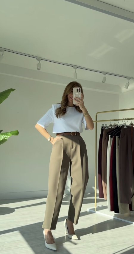 بنطلون زارا لون زيتي