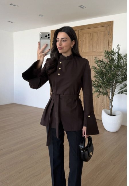 بليزر موديل مانغو مبطن لون بني